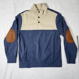 JMIERR Pullover Mens Small Blue NEW Corduroy Colorblock Elbow Patch Sweater
